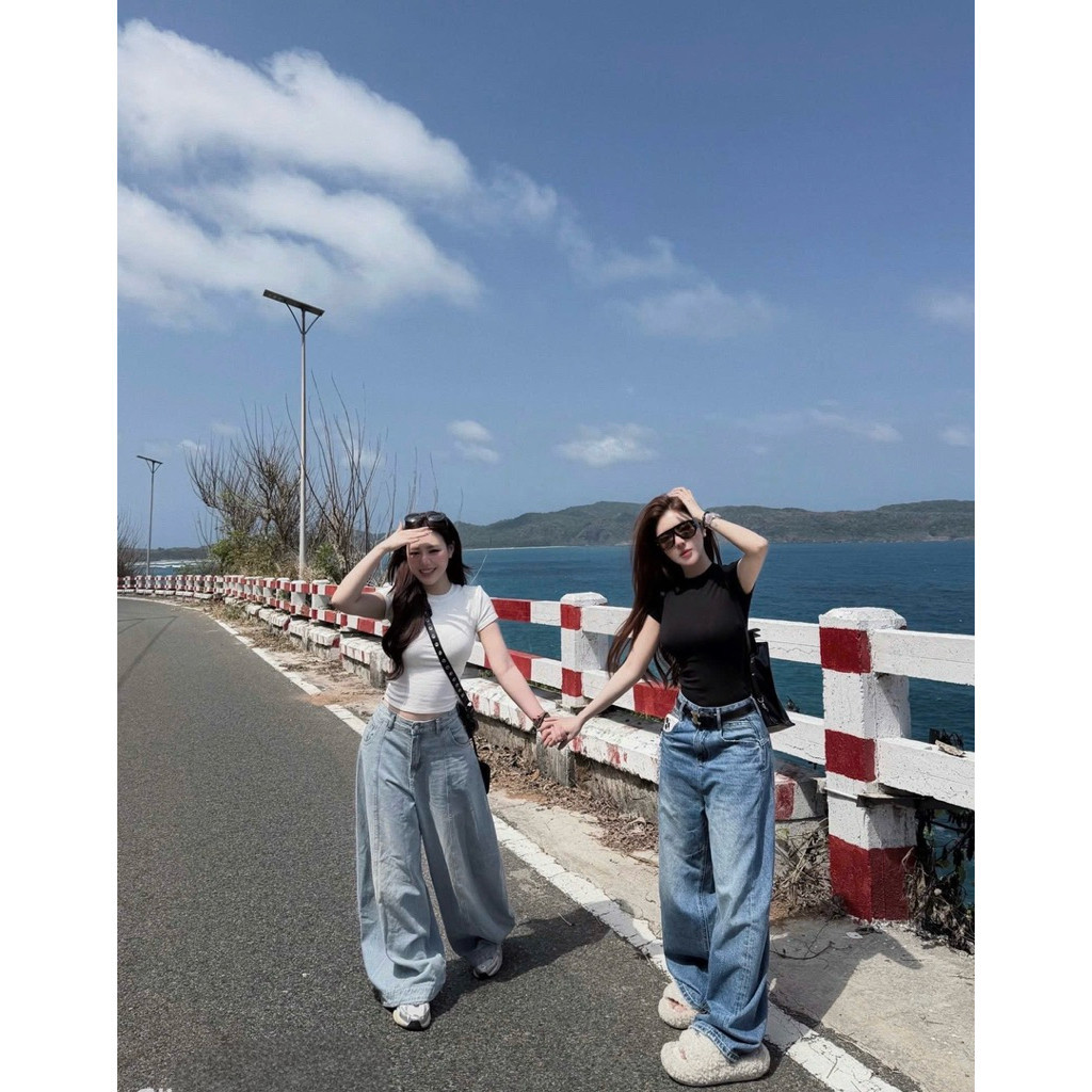 TH001- Áo thun cổ tròn dáng ôm tay cộc độn vai TL.Online Shop ❤️freeship