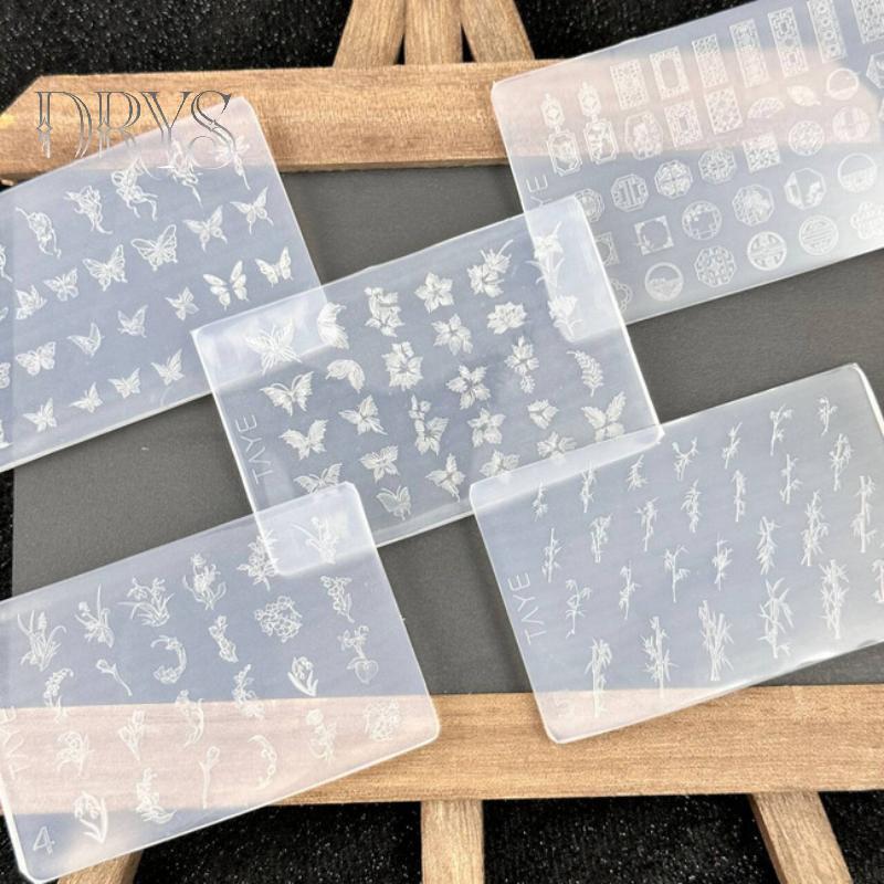(TFT) Hoa Bướm 3D Silicone Móng Tay Nghệ Thuật Khuôn DIY Vintage Khung Hoa Thiết Kế Hoa Trong Suốt Bản Mẫu Cứu Trợ Dụng Cụ Làm Móng Tay MỚI