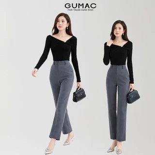Quần tây nữ ống đứng GUMAC dài 95cm lưng cao công sở chất liệu tuyết mưa dày dặn đứng form LQF1002