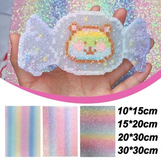 ITRUMPET Vải ủi DIY, Vải nướng bánh long lanh cầu vồng thủ công DIY, Hạt chuyển màu có thể tái sử dụng sáng tạo Vải dán đậu không dính Đồ chơi hạt thủ công