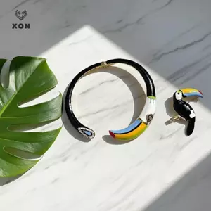 Trâm cài kim loại nhiều màu sắc giọt dầu vẹt thời trang, thiết kế mở pin sang trọng
