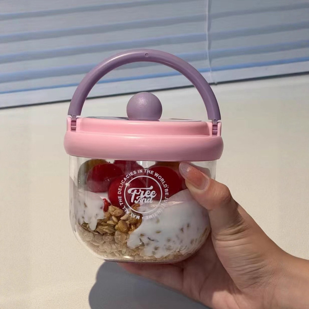 Cốc sữa chua nắp kèm thìa, dùng cho salad yến mạch/trái cây, tiện mang đi làm
