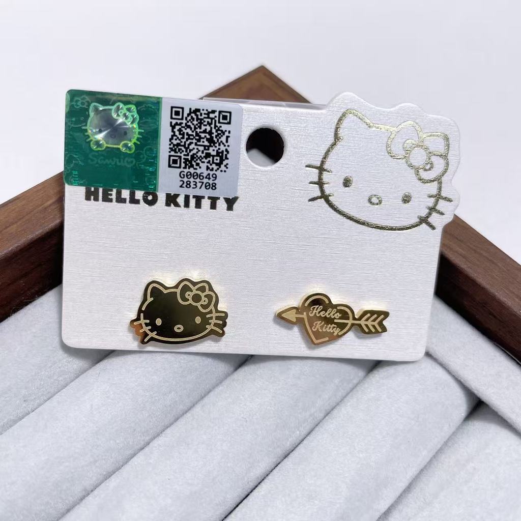 Bông tai hoạt hình vàng tinh tế Hello Kitty