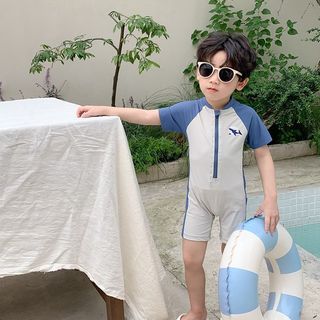 Đồ bơi liền thân cho bé trai - áo tắm tay ngắn nhanh khô họa tiết cá mập dễ thương đi biển