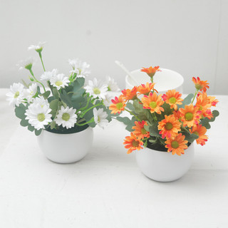 Dễ Thương Thẩm Mỹ Nhân Tạo Lụa Hoa Cúc Chậu Cây Mini Giả Cây Cảnh Nhà Phòng Văn Phòng Bàn Trang Trí Bàn Nhựa Quà Tặng
