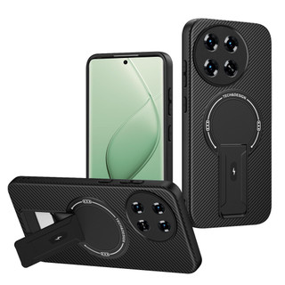 Dành Cho Tecno Spark 30 Pro 4G / KL7 Ốp điện thoại Sợi Carbon Kết Cấu Mặt Sau Cứng Từ Tính Có Chân Đế Mềm TPU Cạnh Chống Sốc Mỏng Bao
