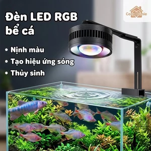 Đèn Bể Cá Tròn LED COB ánh sáng tự nhiên nịnh màu cá tạo hiệu ứng sóng nước chân kẹp chống gỉ