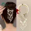 Thanh lịch vuốt tóc đầu thuốc đuôi ngựa bule với đá nhân tạo và ngọc trai giả - kẹp tóc & mũ đội đầu Springevenstar