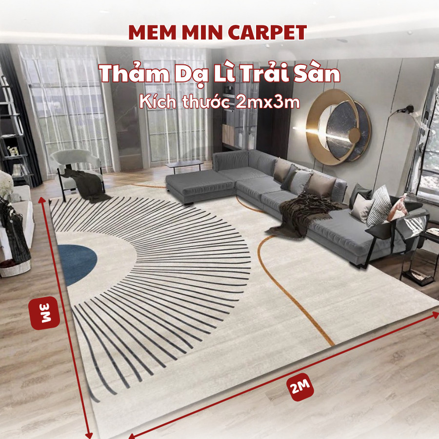 Thảm Nỉ Dạ Lì 1m6x2m3, 2mx3m Trải Sàn Phòng Khách, Thảm Cao Cấp Decor Phòng Siêu Đẹp - Memmincarpet - THB15