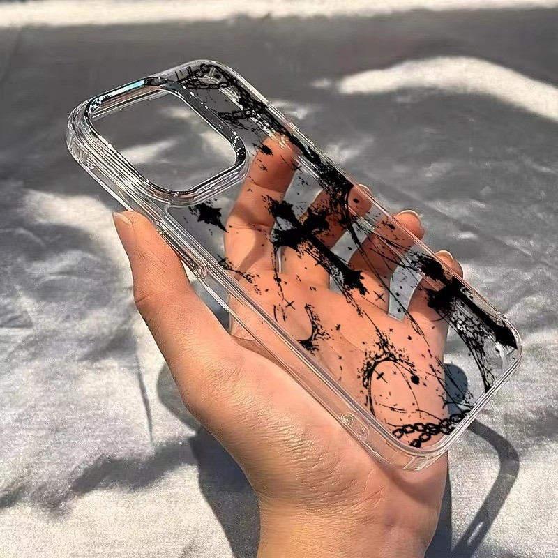 Ốp điện thoại Cool Dark Gothic Cross Mark cho iPhone 17 16e 16 15 14 13 12 11 Pro Max X XS XR 8 7 Plus Vỏ chống sốc mềm trong suốt