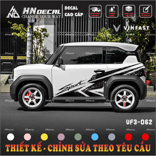 Tem dán xe VF3 - Decal dán xe VF3 MẪU TEM THỂ THAO CÁ TÍNH . 1 bộ dán 2 bên ( mẫu VF3 - 62 )