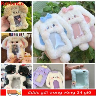 Thẻ ảnh RATTANCO, Thỏ tai lớn / Collie Border Collie Hộp đựng thẻ ảnh đa chức năng, Phim hoạt hình Thỏ sang trọng / Chó / Mèo Thẻ học sinh