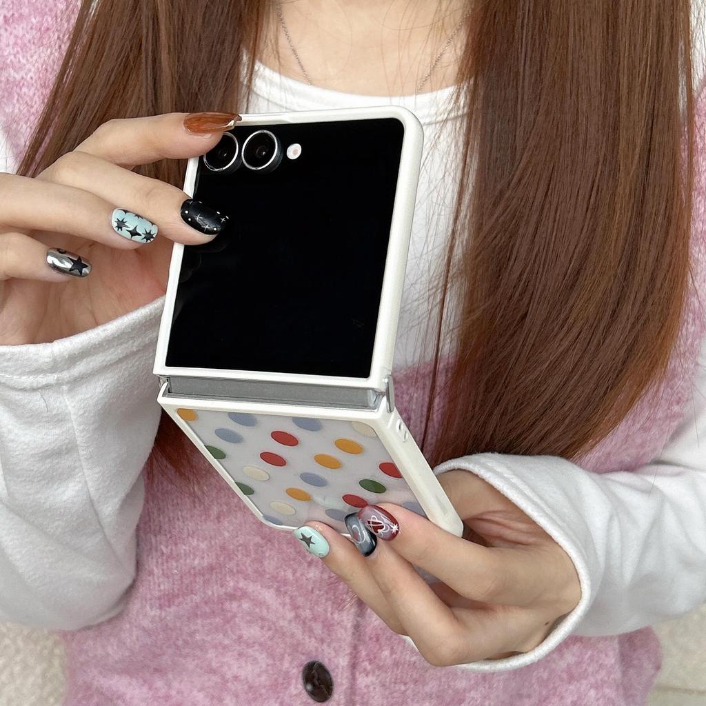 Ốp Điện Thoại Chấm Bi Cầu Vồng Thích Hợp Cho Samsung Galaxy ZFlip7 zflip6 Dây Gấp Vỏ Cứng Cho Z Flip 7 6 5 4 5G PuraX N3Flip MixFlip 2 Vỏ Bảo Vệ
