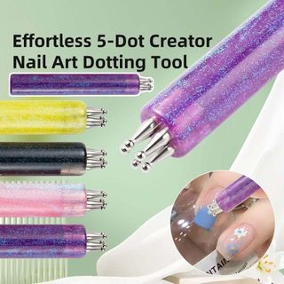 [PEASEE] Bút chấm móng 5 cánh hoa, tay cầm acrylic, dụng cụ vẽ hoa một thì cho DIY Nail Art