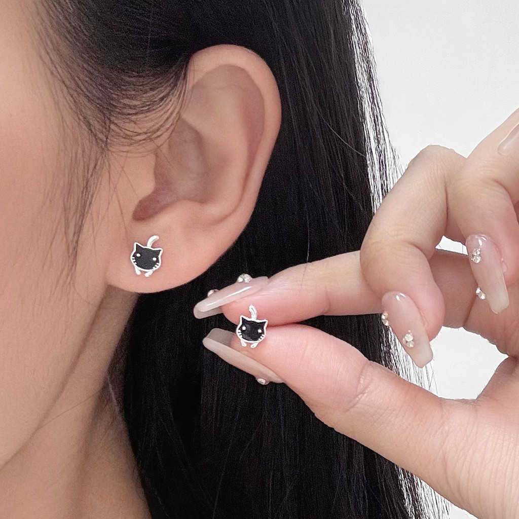 Bông tai mèo con dễ thương bạc s925