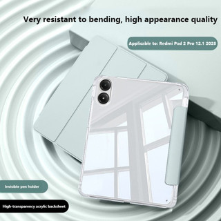 Ốp Lưng Cứng Acrylic Độ Trong Suốt Cao Cho Xiaomi Redmi Pad 2 Pro 12.1inch 2025 Pro 12.1 Xiaomi Poco Pad M1 12.1 2025 6S Pro 12.4 7S Pro 12.5 Ba Đứng Da Bảo Vệ Toàn Bộ