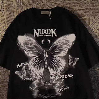Áo thun nam tay ngắn phong cách hip-hop, in hình bướm, phù hợp mọi giới tính
