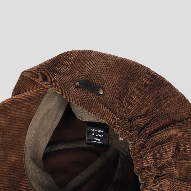 Mũ kaki avant-garde corduroy hình bát giác, phù hợp nam nữ, phong cách cổ điển retro