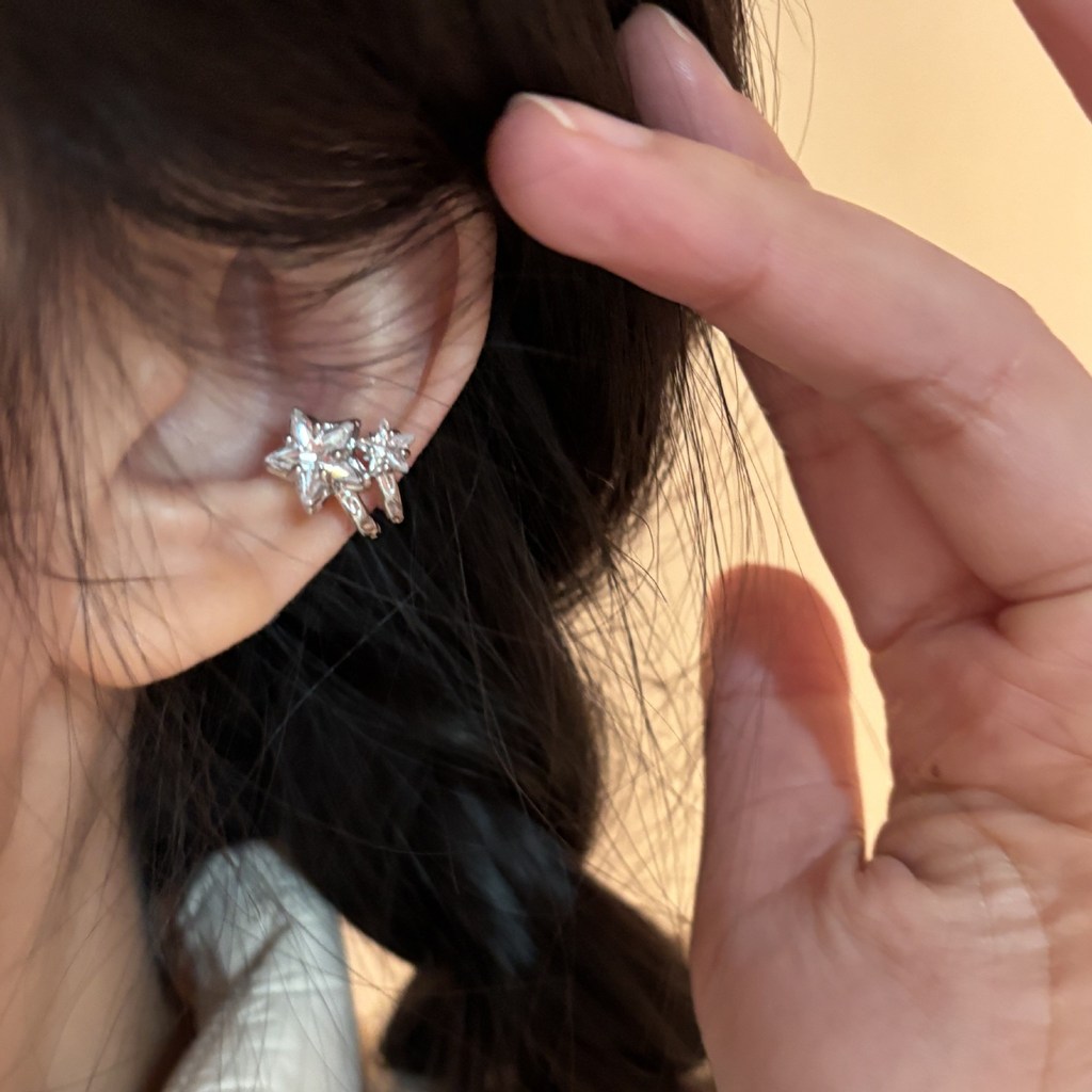 Phong Cách Hàn Quốc Thời Trang Ngọt Ngào Phong Cách Thoáng Mát Zircon Ngôi Sao Kẹp Tai Nữ Không Đau Bông Tai Không Xuyên