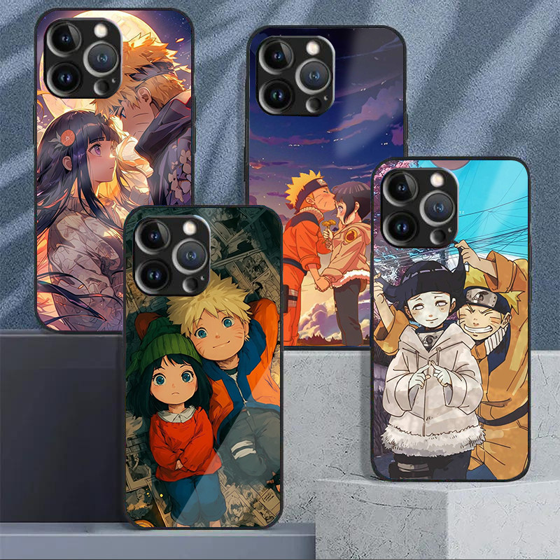 Ốp Điện Thoại Thủy Tinh naruto Và hinata Cho IPhone 16 15 14 13 12 11 Pro XR XS Max Plus Mini X XR 8 7 6s SE2 / 3
