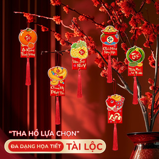 Bao lì xì treo cây - Combo 24 dây liễng phụ kiện trang trí Tết mini cao cấp. hình in sắc nét treo cây quất mai