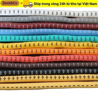 Nhận dạng dây ống số ZENIHCO, PVC 0-9 Số dây cách nhiệt, Đánh dấu nhiều màu 1,5 mét vuông Nhãn dây tủ điện