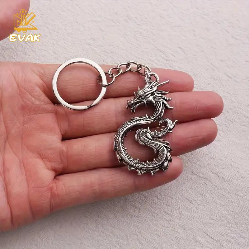 Alittlesetrtu Vintage Bạc Hợp Kim Kẽm Hình Rồng Móc Khóa Mặt Dây Chuyền, Quà Tặng Sinh Nhật Hoặc Ngày Lễ, Sản Phẩm Thời Trang Sáng Tạo, Phong Cách Retro VN