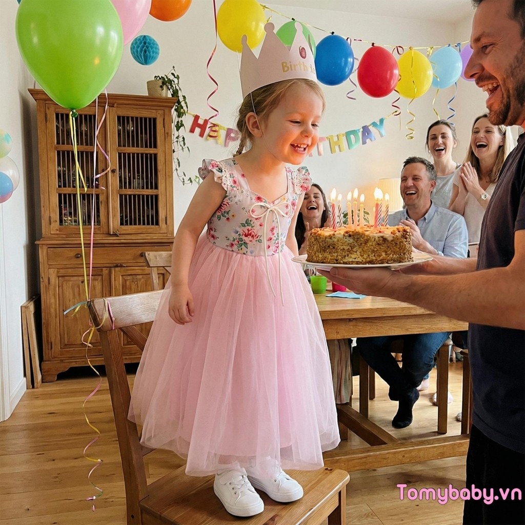 Trẻ Em Bé Gái Váy Công Chúa Cưới Phù Dâu Không Tay In Hoa Đảng Tutu Váy