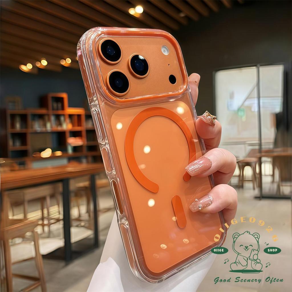 【 Ốp lưng iPhone17 】 Vỏ điện thoại túi khí pha lê đá cam từ tính iphone17 Pro Max 16 15 14 13 12 cho vỏ iPhone Vỏ mềm silicon TPU chống sốc