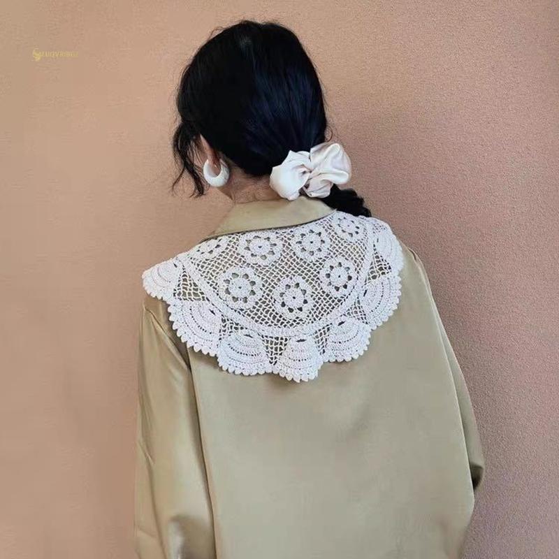 MUQV Ren Dệt Kim Móc Rỗng Cổ Giả Nữ Khăn Choàng Trang Trí Cổ Giả Nữ Quần Áo Phụ Kiện Có Thể Tháo Rời Cổ n