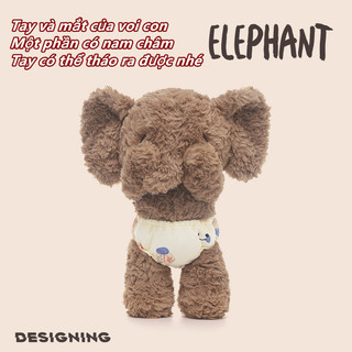 【BabyJoy】Đồ chơi nhồi bông hình voi nhút nhát,vải mềm an toàn, quà tặng sinh nhật và kỷ niệm cho bé trai bé gái