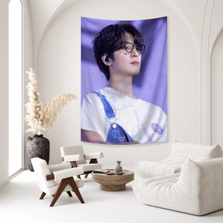 Thành viên SEVENTEEN Wonwoo, Tấm thảm trang trí bằng vải Polyester in một mặt, Biểu ngữ hỗ trợ, Quà tặng cho bạn bè và gia đình (có kẹp)