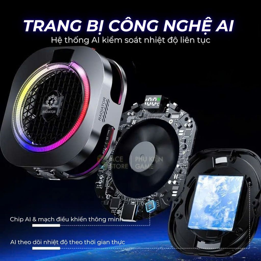 [Siêu Sale] Quạt tản nhiệt điện thoại sò lạnh TH16 Pro - Tản nhiệt từ tính tích hợp AI, Led RGB Không tụt FPS khi gaming | BigBuy360 - bigbuy360.vn