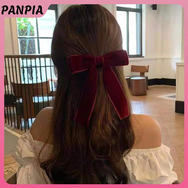 PNPIA - Nơ kẹp tóc vintage nhung dành cho cô gái, phù hợp làm phụ kiện tóc cưới