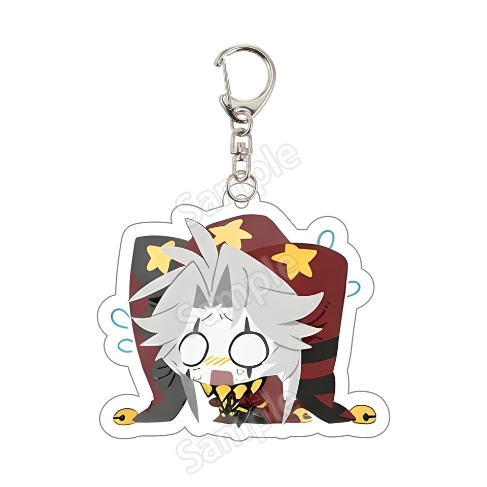 Otome Game The Freak Circus Pierrot Cosplay Keychain 6cm Kawaii Acrylic Joker Clown Pendant Keyring Bag Accessory