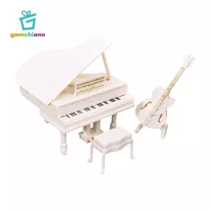 Gamchiano 1 / 12 Nhà Búp Bê Đàn Piano Đàn Guitar Có Ghế Nhạc Cụ Mô Hình Đồ Chơi Cảnh Đời Sống Trang Trí Nội Thất Thu Nhỏ Cho Gia Đình
