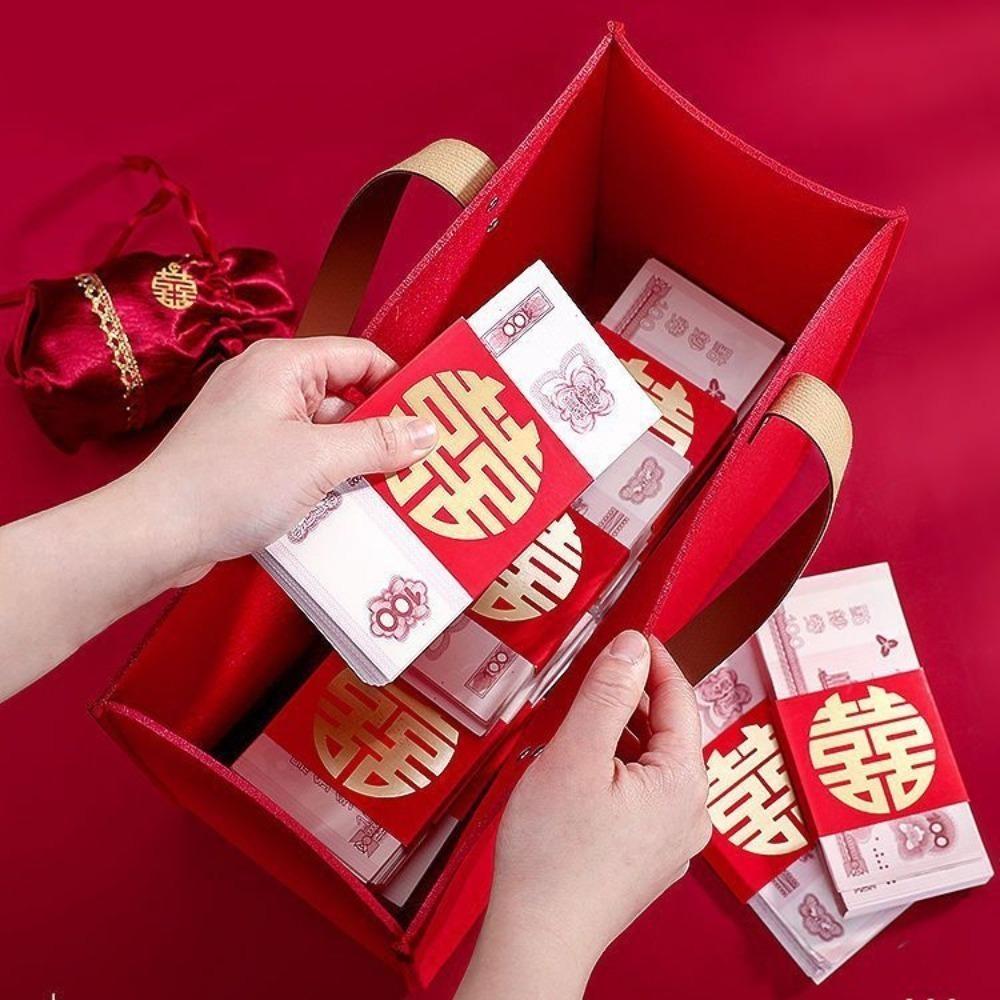 Túi may mắn kẹo YMIFI, Túi quà tặng nỉ hình vuông, Túi lưu trữ tay cầm PU