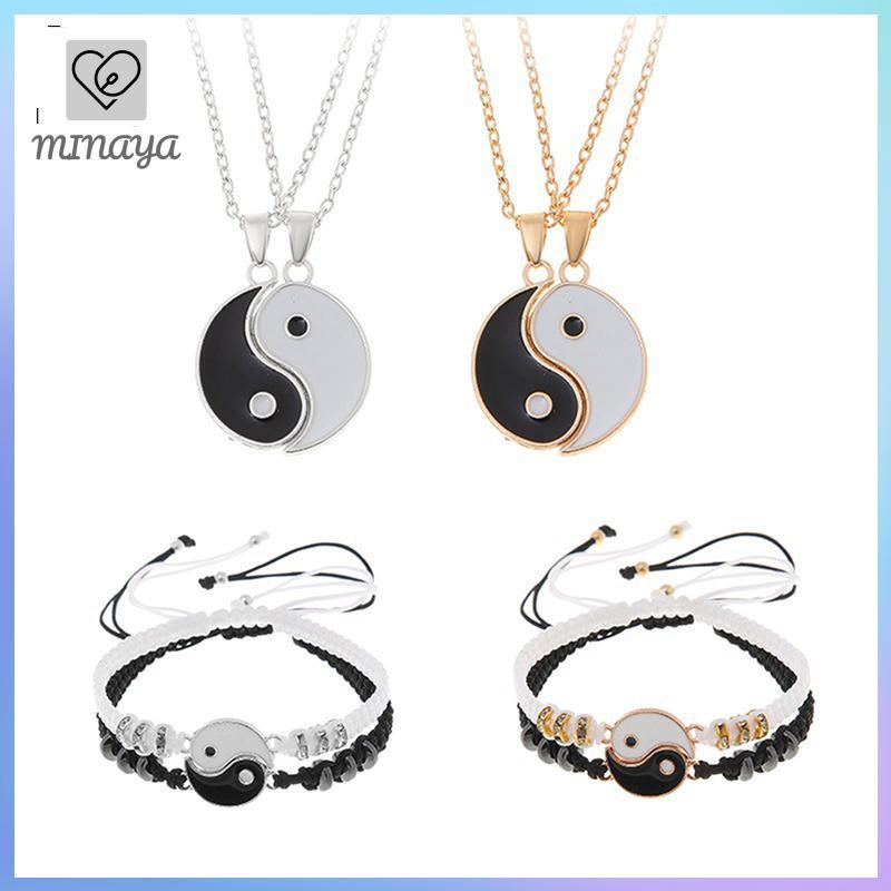 [MINAYA] Tai Chi Âm Dương - Vòng Tay & Dây Chuyền Cặp Đôi, Dây Bện Điều Chỉnh, Phù Hợp Quà Tặng Người Yêu VN