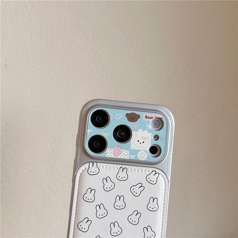 IPhone 17 Pro max 16 Pro max Line họa tiết thỏ chất liệu PU Vỏ điện thoại