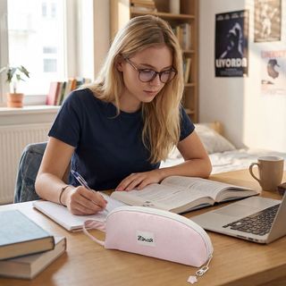 Túi đựng bút MIKYCO, Bút chì cầm tay màu hồng, INS Túi đựng văn phòng phẩm dạng vỏ lưới dung lượng lớn Quà tặng học sinh