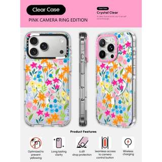 CASECASE X Vỏ Điện Thoại Hoa Nhiều Màu Sắc HỒNG CAMERA RING PHIÊN BẢN Tác Động Vỏ Hút Từ Tính Trong Suốt Cho IPhone 17 / 16 / 15 / 14 / 13 Pro Max Air Có Bao Bì Cao Cấp
