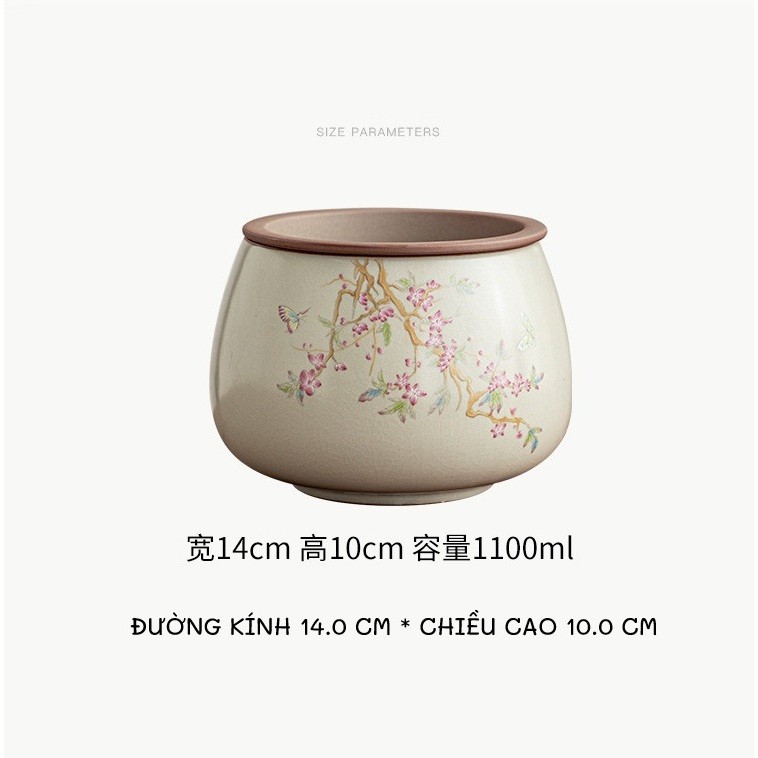 Ang Sứ, Chậu Đựng Bã Trà Bằng Sứ Men Tro