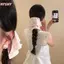 Mũ đuôi ngựa satin họa tiết ngọc trai phong cách Trung Hoa thanh lịch cho nữ