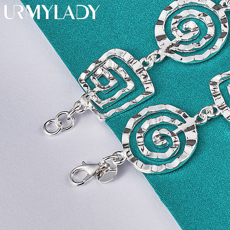 Vòng tay xoay bạc 925 hình tròn và vuông cho nữ - Phù hợp tiệc cưới và thời trang