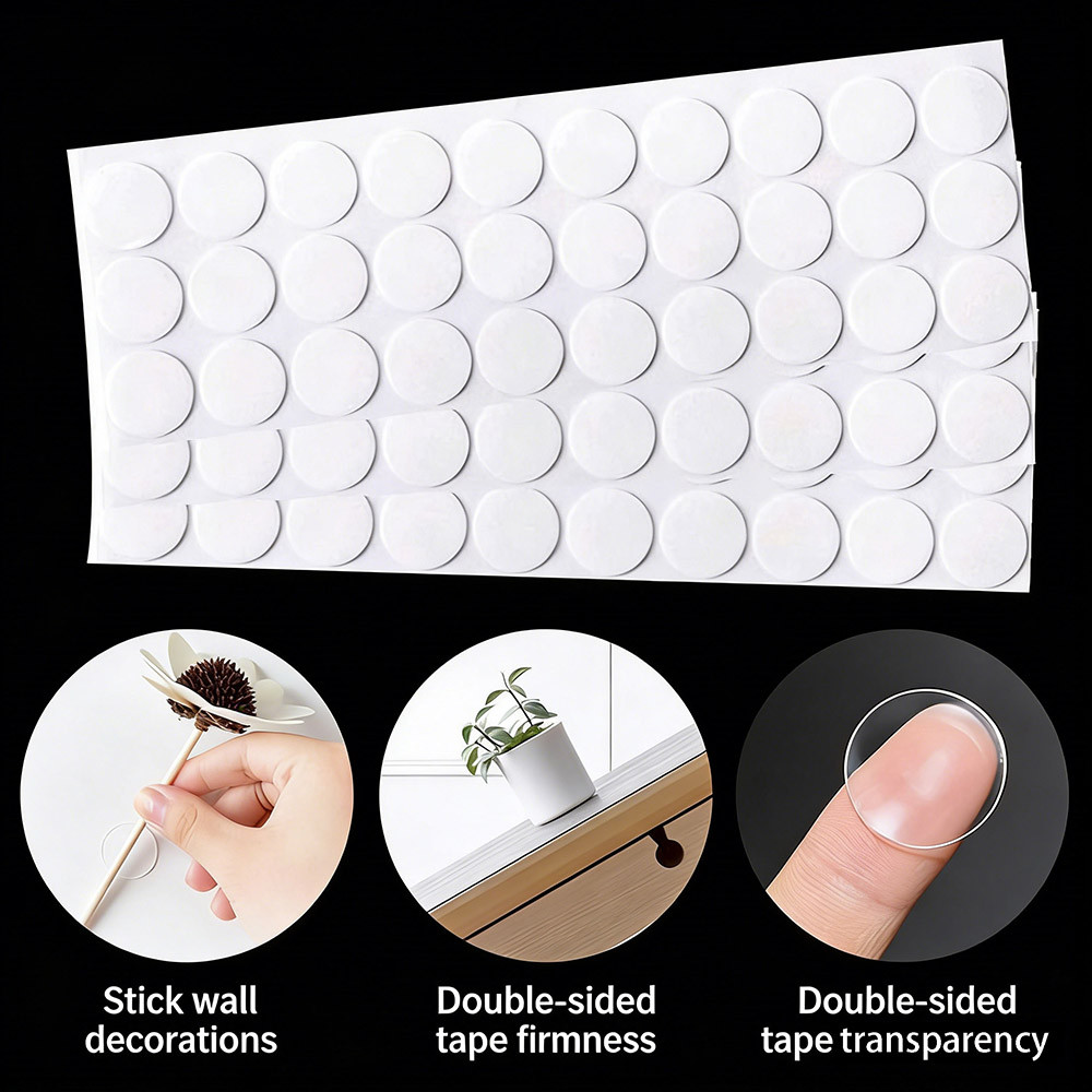 50 / 100 Chiếc Trong Suốt Tròn Hai Mặt Băng Dính Chấm Chống Thấm Nước Traceless Acrylic Keo Dán Trẻ Em Đồ Chơi DIY