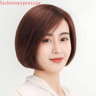 Fashion Express - Bob Tóc Giả Thẳng Có Nếp, Màu Đen Nâu, Thoáng Khí cho Phụ Nữ Phù Hợp Hàng Ngày