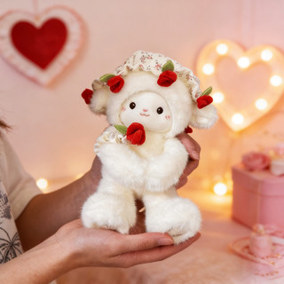 【BabyJoy】Gấu bông cừu trắng ôm hoa hồng,Thiết kế hai trong một,Mềm mại như nhung, quà tặng sinh nhật và Valentine