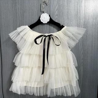 Áo Trễ Vai Thiết Kế Nhiều Tầng Trang Trí Dây Thắt Nơ Phong Cách Tiểu Thư Ld_Store Fashion
