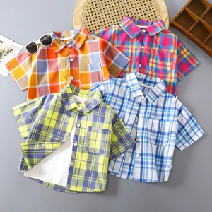 Trẻ Em Kiểm Tra Áo Sơ Mi Mùa Xuân Thu Cotton Ve Áo Cardigan Bé Trai Thời Trang Top 90-150 Kích Thước I5GY
