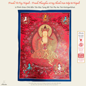 U Minh Giáo Chủ Bổn Tôn Địa Tạng Bồ Tát Ma Ha Tát Ksitigarbhat - Tranh Thangka - CXNP381